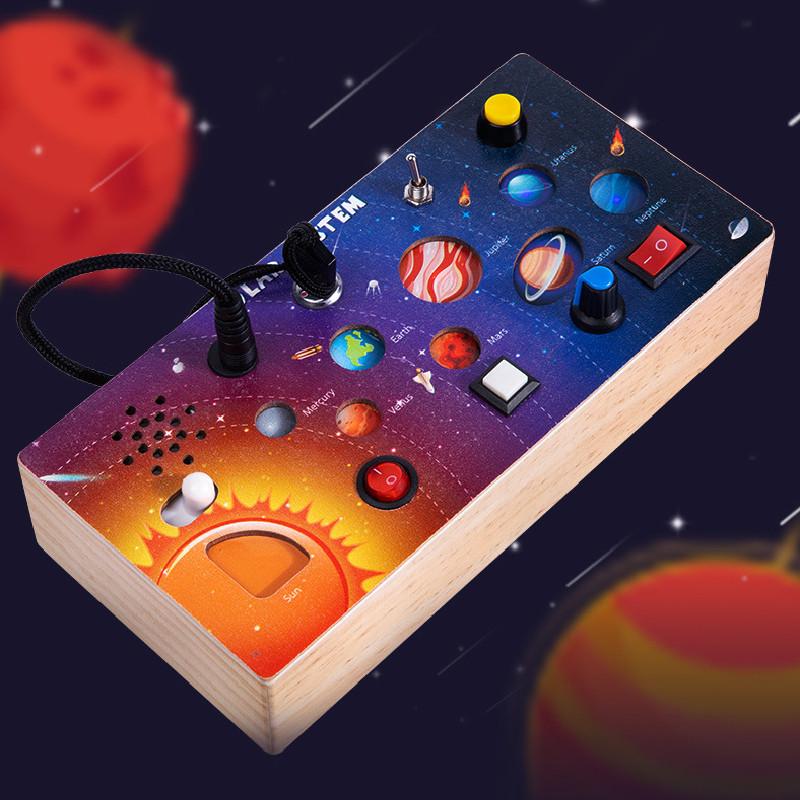 Wooden Simulate Solar System Theme Switch Game Board Children Toy Puzzle