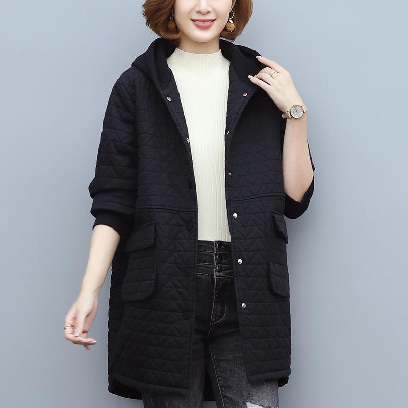 

Хлопковое пальто средней длины для женщин среднего возраста на осень/зиму 2024 - Легкая стеганая куртка XL (130-145 jin recommended) чёрный