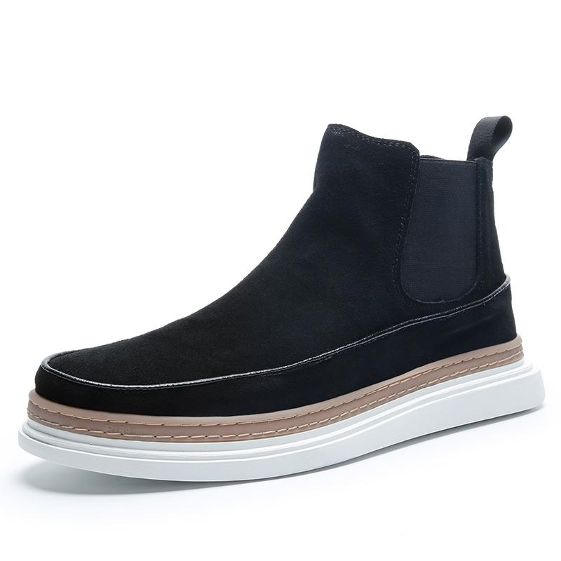 2025 direct supply winter new velvet Chelsea boots men's leather short boots British frosted Martin boots