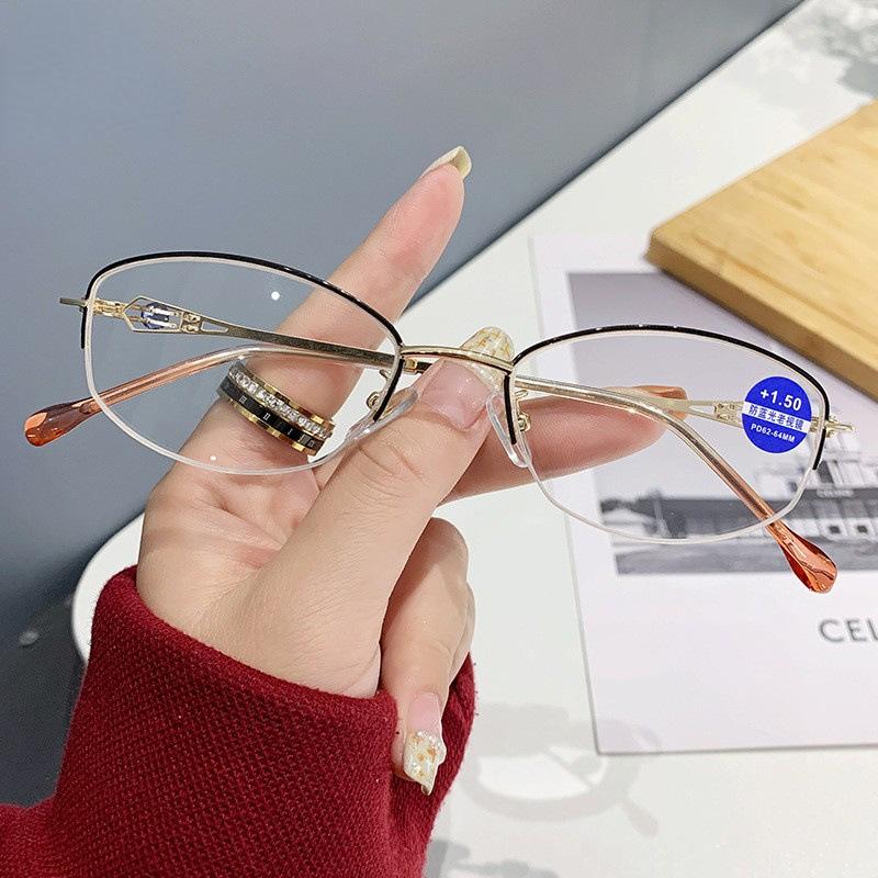 Men Reading Glasses Anti Blue Presbyopia Glasses Half Frame Farsightedness Glasses Business Presbyopia Glasses 3.0