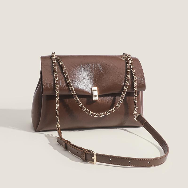 Simple Commuting Small Square Bag for Women 2024 New Vintage Underarm Bag Chain Handbag Casual Shoulder Crossbody Bag