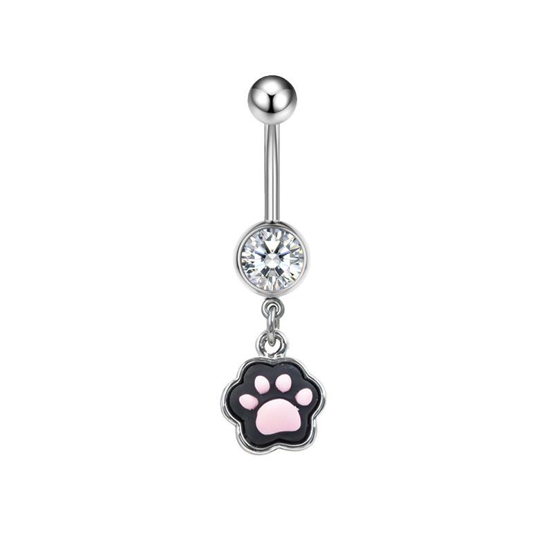 Gaibei Stainless Steel Star Bow Cat Paw Navel Ring
