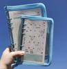 A5 A6 Clear File Binder Holder Mini Bromide Case System Notebook Refill with Glitter Korea Deco with Zipper [Donalee] 6-Hole (A5, Blue)