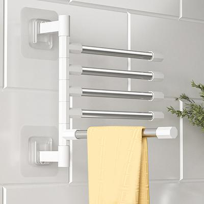 Bathroom Towel Rack with 180-Degree Rotating Bar Punch-free Easy Installation Towel Rack Multi-layer