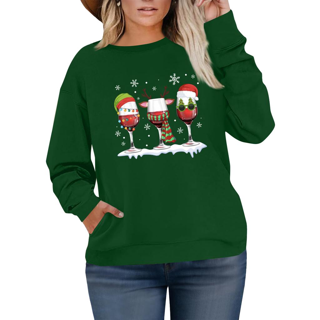 Damen Modisches Lässiges Übergröße Langarm Pullover Bedrucktes Sweatshirt