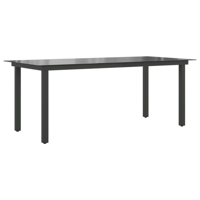 VidaXL Table de jardin Noir 190 x 90 x 74 cm Aluminium et verre