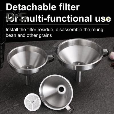 Stainless Steel Filter Funnel 11/13/15cm Food-Grade Metal Filling Funnels for Liquids Dry Ingredients Spices Powders High Heat Resistant Kitchen
