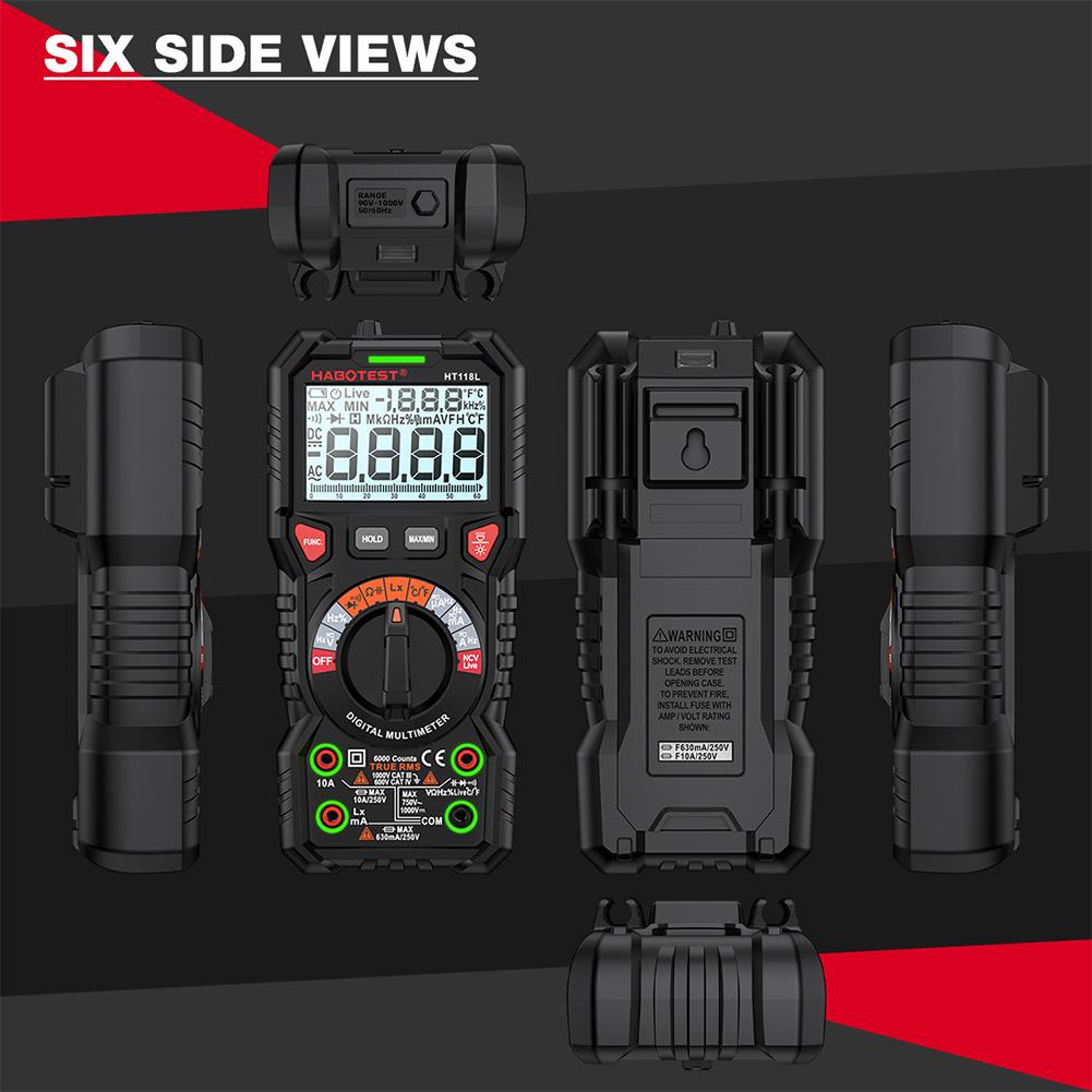 Digital Multimeter 6000 Counts DC/AC Ammeter Voltmeter Non Contact Voltage Detector LCD Voltage Current Tester Electrician Tools