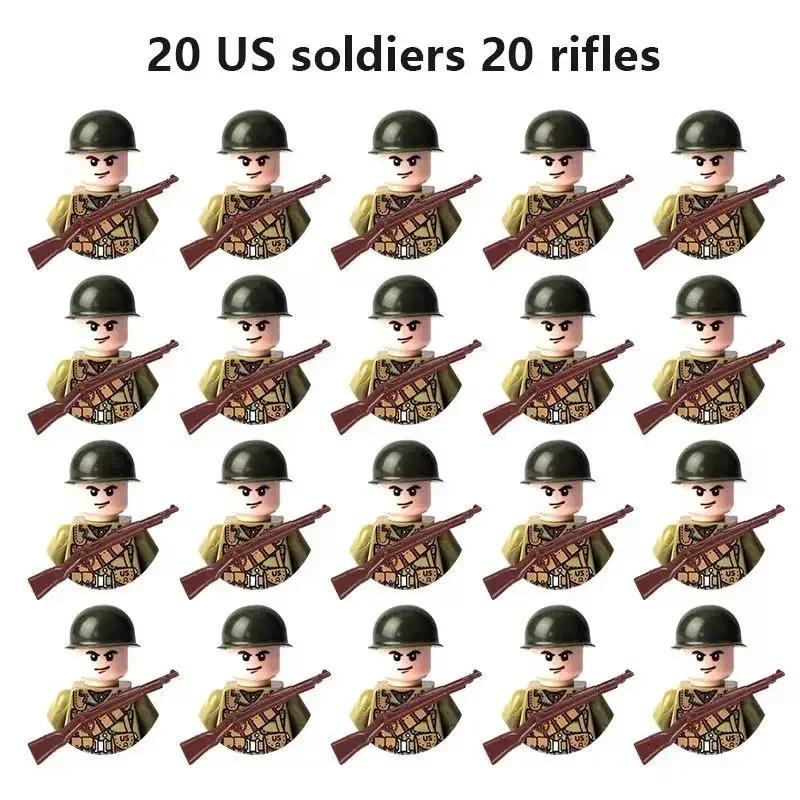 20dolls World War II Military Soviet Union American Soldiers Building Blocks German French Army Figures Building Blocks Boy Toys