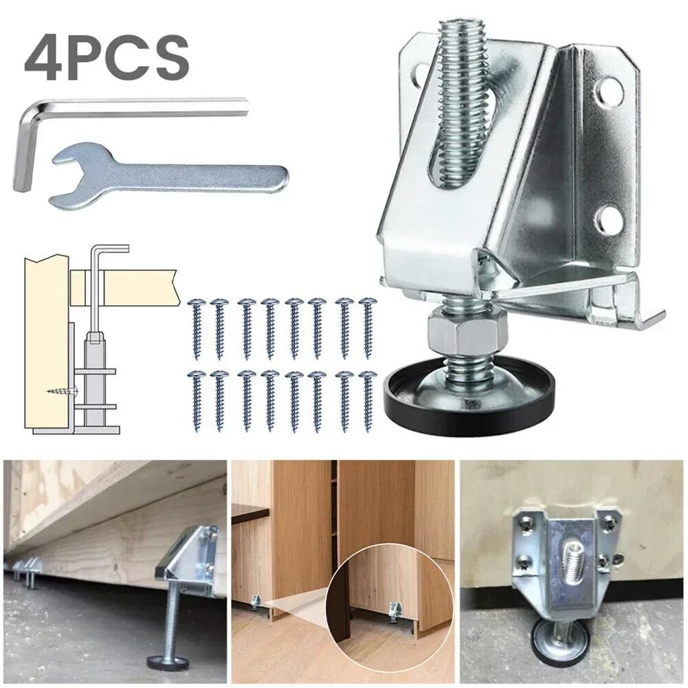 4Pcs Adjustable Furniture Leveler Heavy Duty Furniture Feet Support  For Sofa Table Chair Cabinet Height Adjuster Leveling Feet