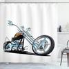 Motorcycle Shower Curtain Horsepower Adventurous Journey Freedom Ride Masculine Vehicle Bathroom Curtains Decor Set With Hooks