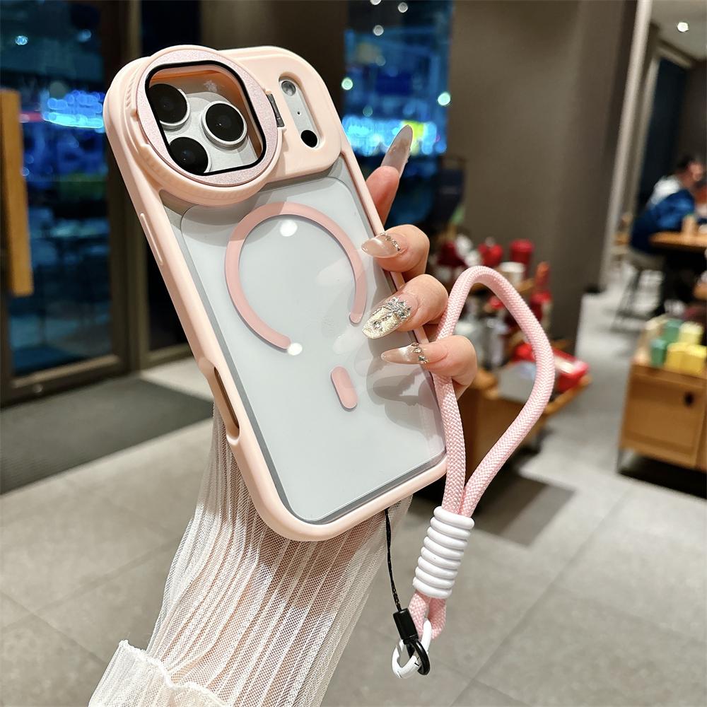 Lens Protection Case For iPhone 17 16 15 14 13 12 11Pro Max Plus Air For Magsafe Holder Transparent Magnetic Matte Lanyard Cover