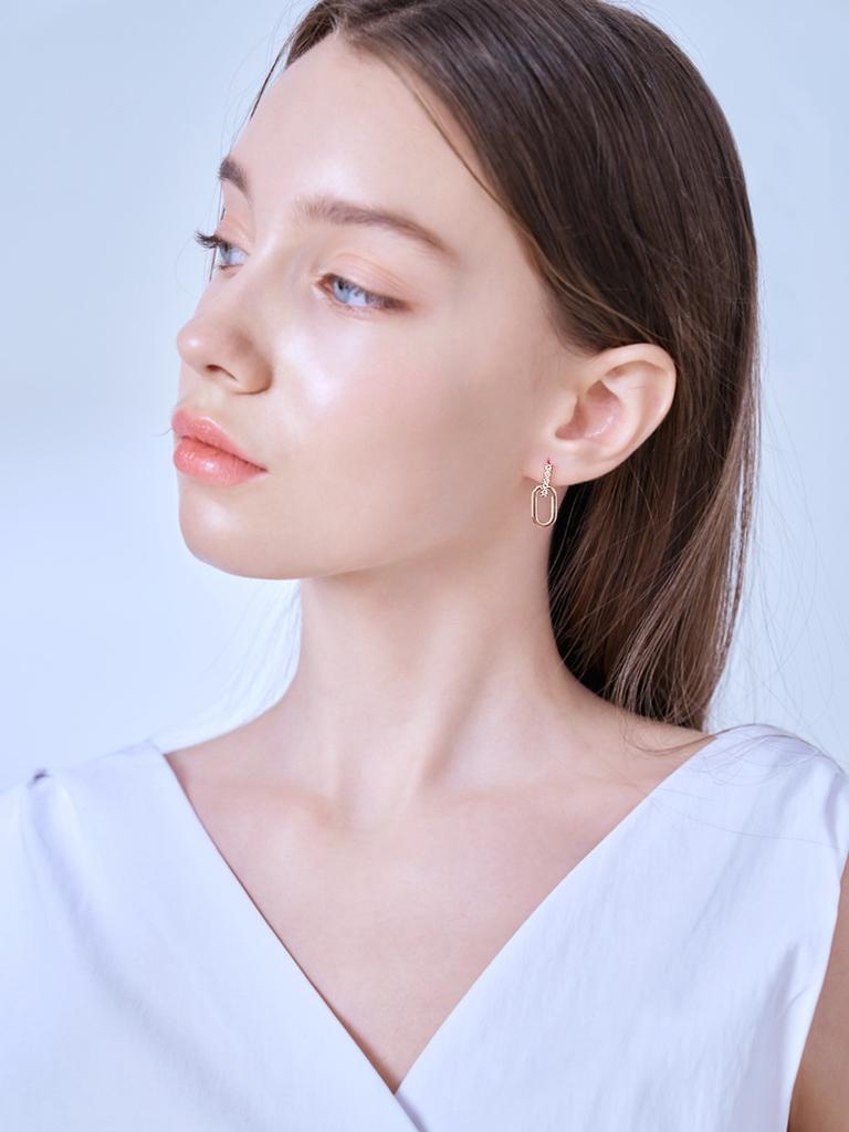 14K Casper Cubic One-Touch Earrings (Gold Pin) ELGPEE444