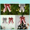 Lazo Decorativo Navideño de Cinta a Cuadros Rojo y Negro para Decoración de Punta de Árbol