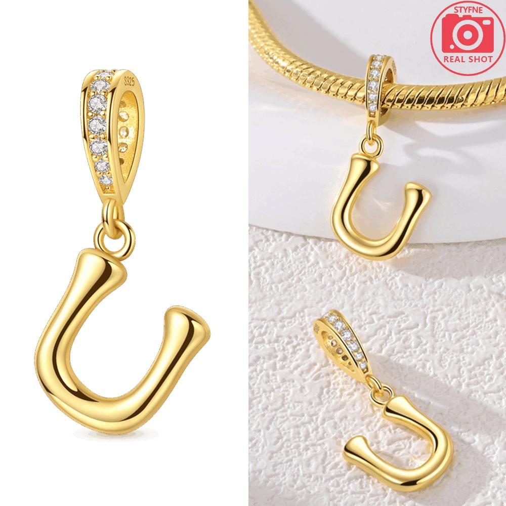 Original Necklace Copper White Zircon Pendant English Letters Women'S Beads Fit Bracelet Anniversary Gift Accessory Diy