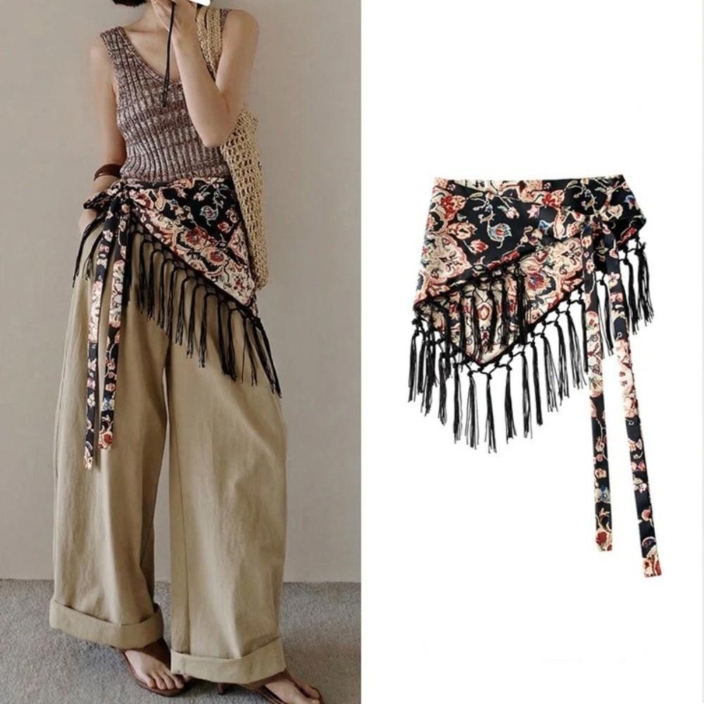 Foulard da vita boho con frange Cintura Raffinata Ricamata Frange Sciarpa per fianchi Cintura Nappa Primavera Estate