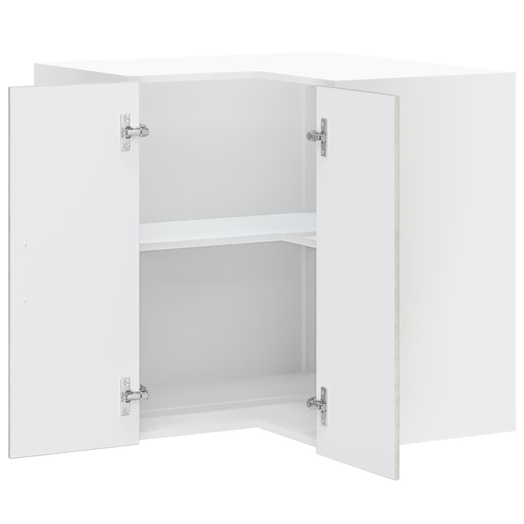 Porto Corner Wall Mounted Kitchen Cabinet In Concrete Grey Made of Wood Based Material
