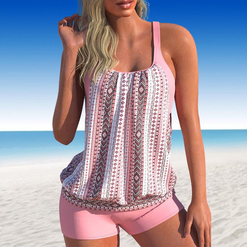 

Женские купальники танкини, купальник из 2 предметов, синий снежинка, клетчатый принт, отпускные купальные костюмы 2XL