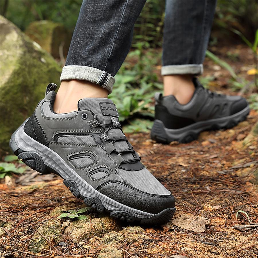 Fashion New Men Outdoor Mountaineering Shoes Comfortable Thick Soled PU Sneakers Hiking Wear Resistant Casual Travel Shoes Zapatillas