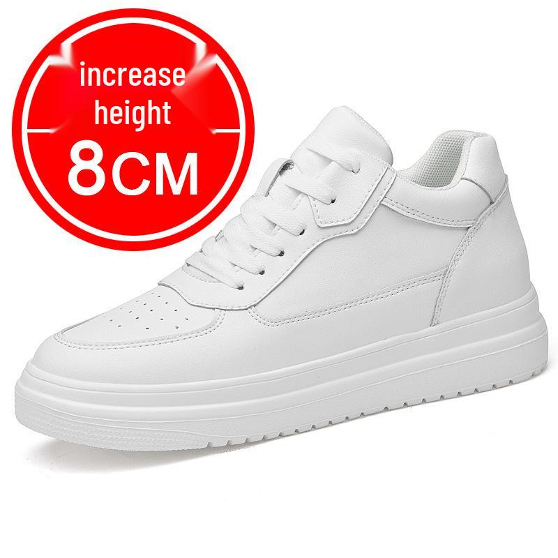 2024 Men's 10CM Height Increasing White Casual Skate Sports Shoes
