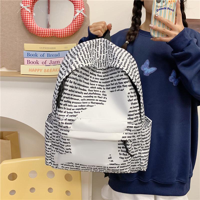 ins College Style Large Capacity School Bag Female Versatile College Student Junior High School Student Personality Kitten Printed Backpack Female
