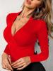 2025 Women's European & American Slim-Fit V-Neck Long-Sleeve Knitted T-shirt