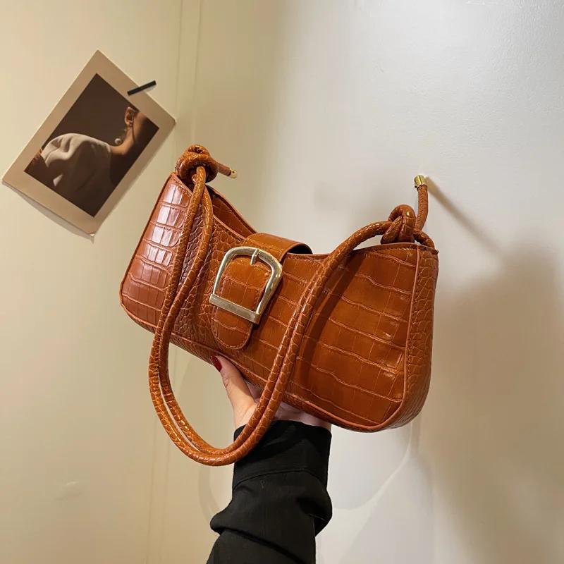 Single shoulder women's armpit bag French texture solid color fashion niche popular new