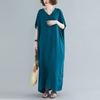 Plus-size Women's Bohemian V-neck Dress Solid Color Skirt