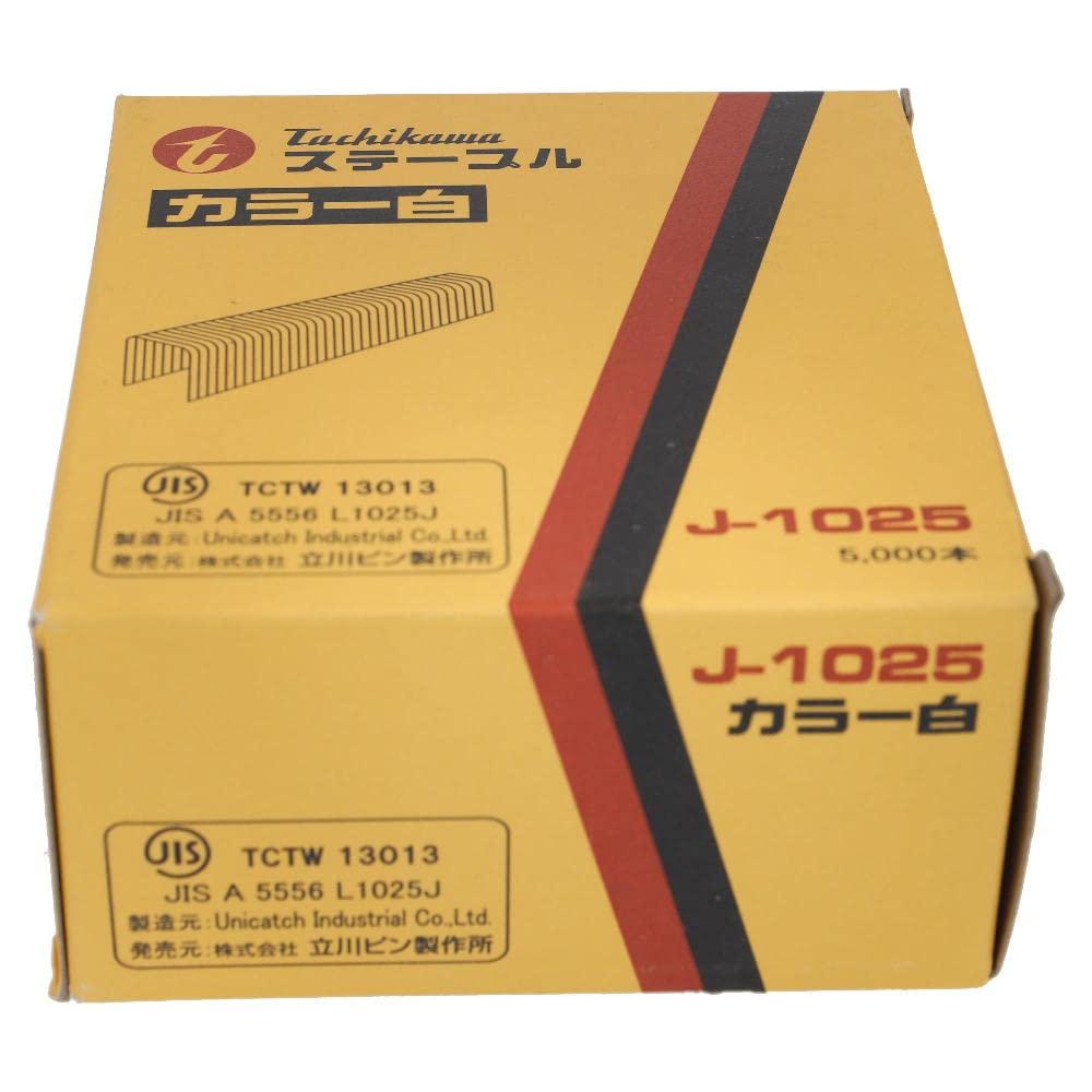 Tachikawa Pin Manufacturing White 10mm Shoulder 25mm Pack of J1025W Co., Ltd. (Tachikawa) Staples, Width, Length, 5,000,