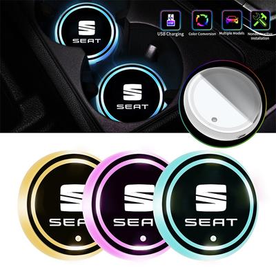7 Colors Car Styling LED Luminous Water Cup Pad For Tarraco Arona Ateca Ibiza Toledo Mii Leon Arosa Exeo ST FR Accessories