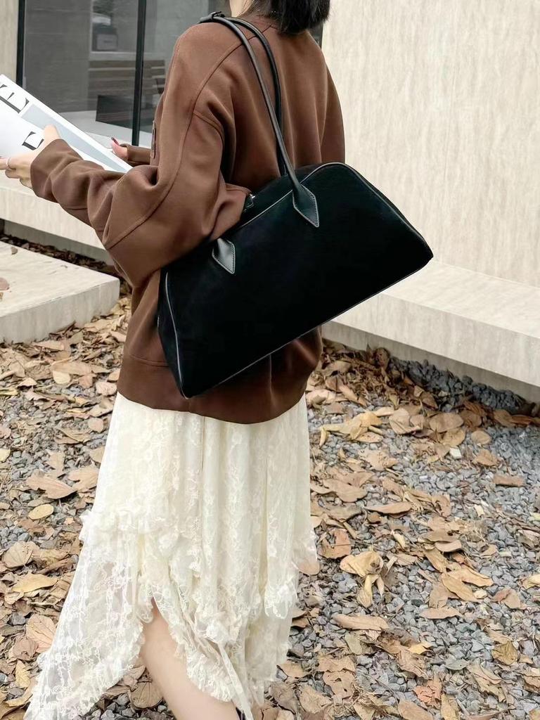 Elegante Bolso Boston de Ante para Mujer de Gran Capacidad - Moderno, Versátil, Bolso de Hombro Mate