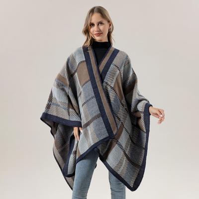 Scarf Women'S Versatile Plaid Travel Shawl Jacquard Split Cloak