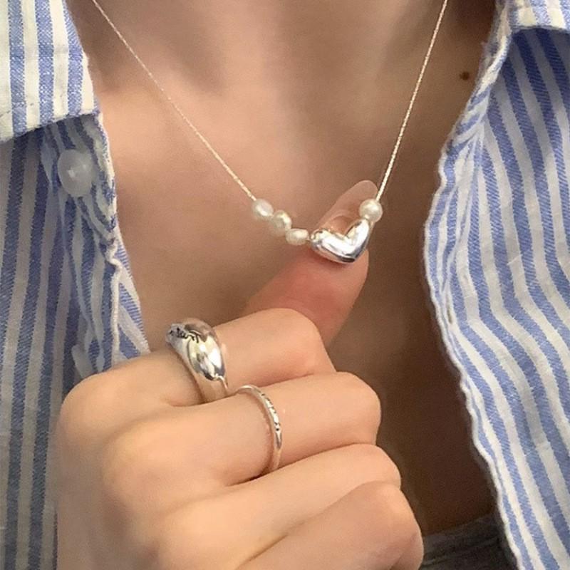 Elegant Heart Bow Pearl Necklace for Women - Non-fading, High-End, Versatile, New Style