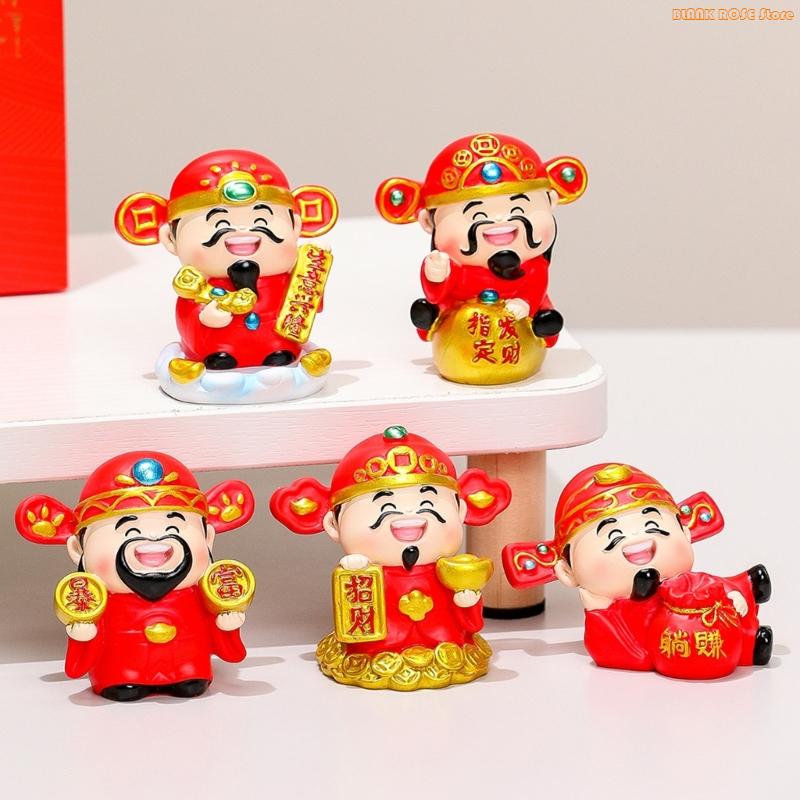 K1AE God of Wealth Figurines Resins Cai Shen Statues God of Fortune Caishen Sculptures Fengshui Ornament Home Office Decors