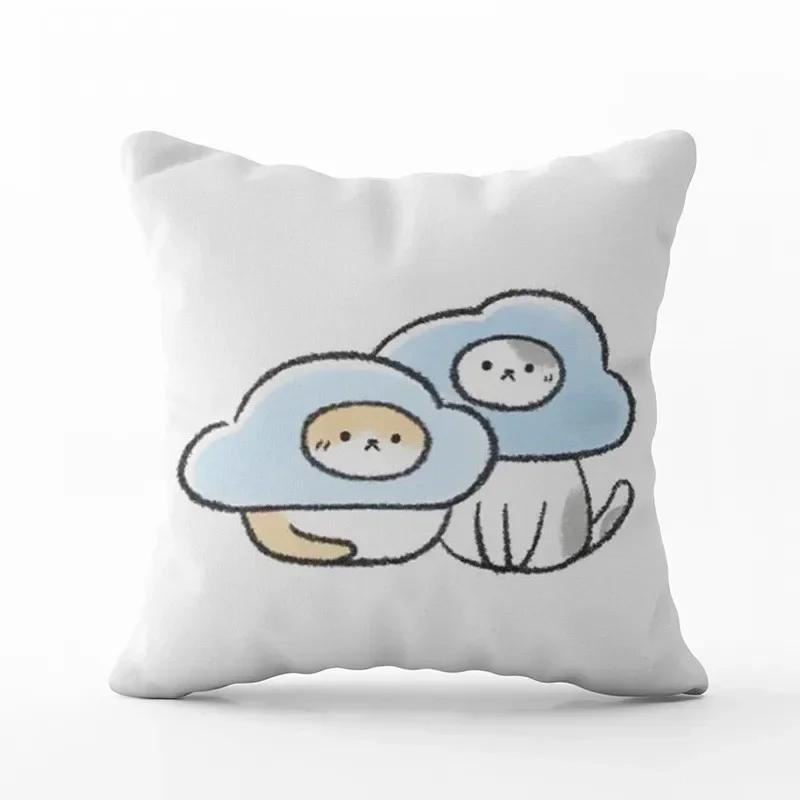 Cartoon Cute Cat Pillowcase Modern Simple Design Home Decorative Cushion Cover For Sofa Car Backrest Square Pillow Covers