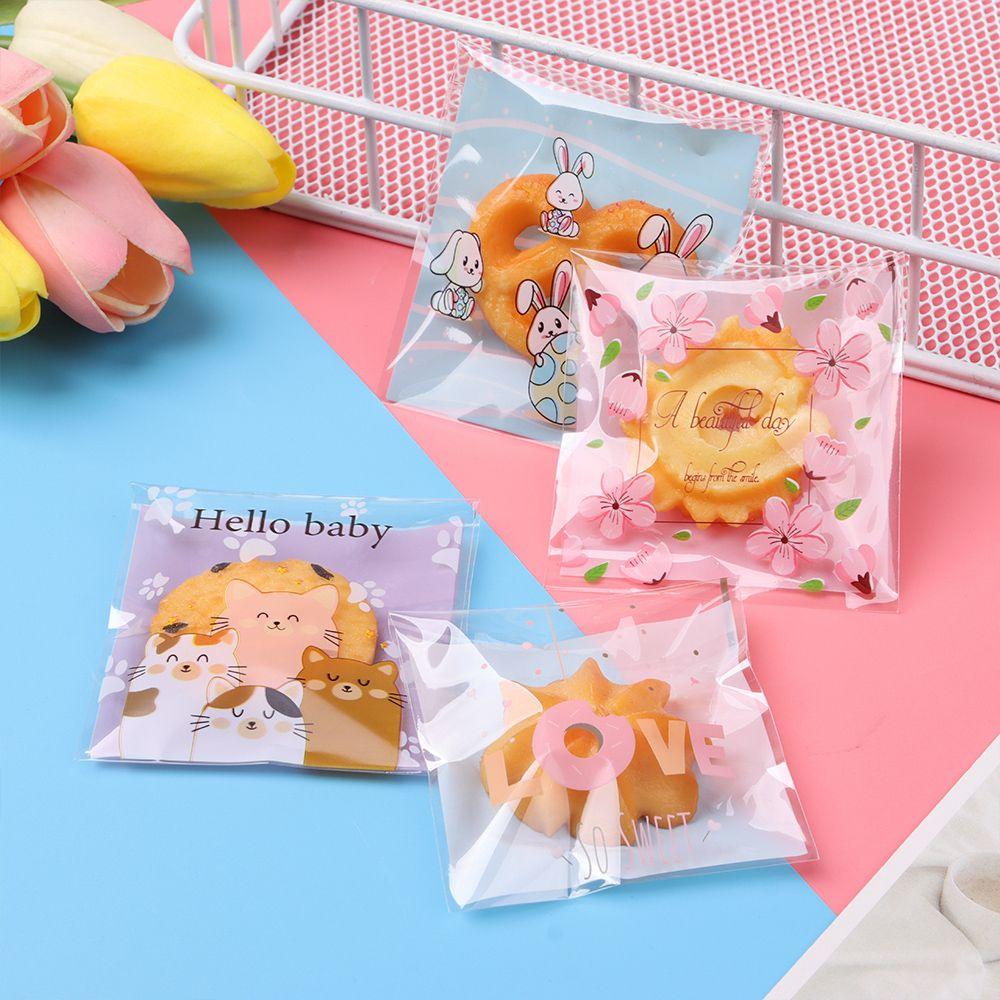 Quality Gift Packages Party Supplies Cute Bow Design Self-Adhesive Candy Bag Plastic Cookie Pocket