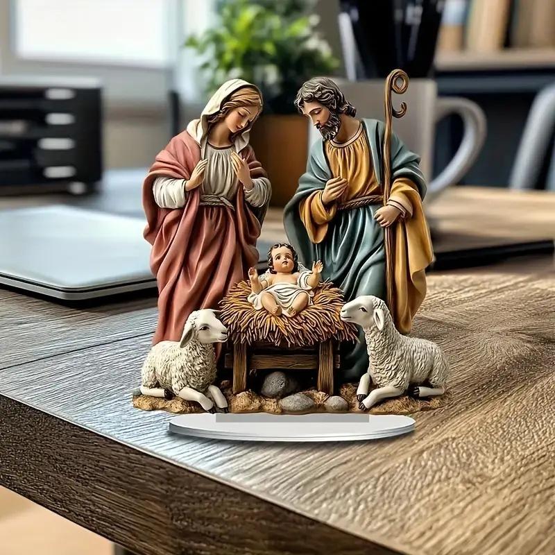 2026 New Nativity Jesus Birth Scene Xmas Table Centerpiece Accessory 2D Flat Acrylic for Home Office Decoration Party Ornment