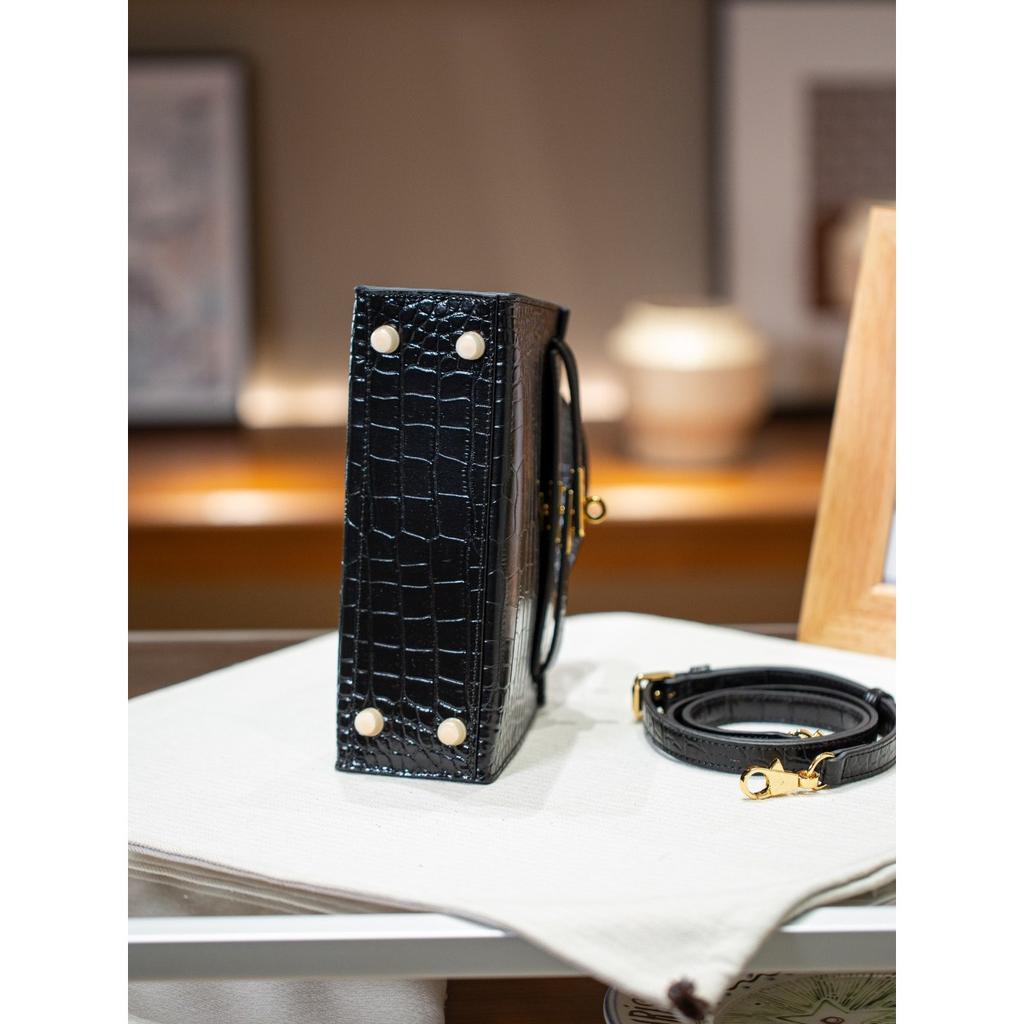 Kazilan Kelly crocodile pattern cowhide bag second generation Keli bag versatile premium portable shoulder messenger women's bag