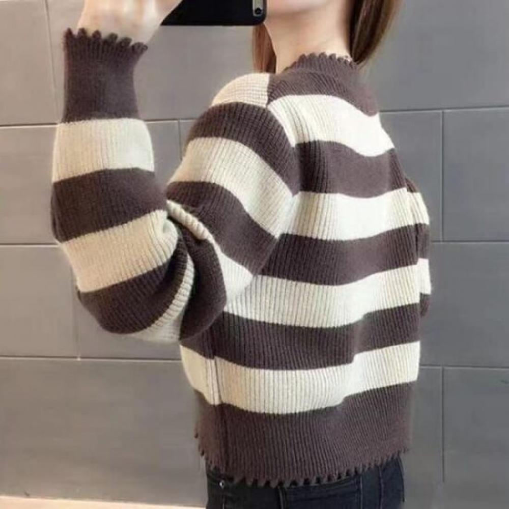 Navava Women S Warm Striped Color Block Long Sleeve Knit Sweater Nk3425