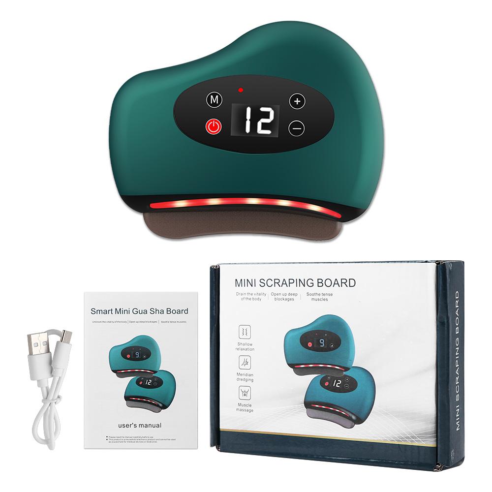 Electric Guasha Board Guasha Vibration Massage Devices Hot Compress Gua Sha Scraper Facial Scraping Beauty Massager Dropshipping зелёный