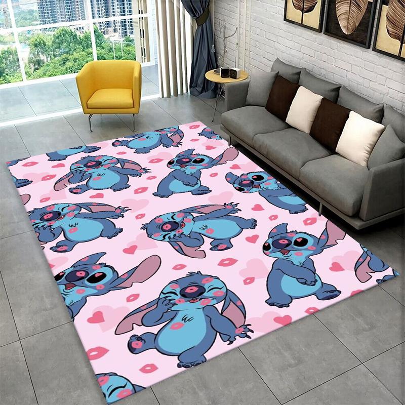 Cute S-Stitch Cartoon Non-Slip Area Rug for Living Room,Bedroom,Playroom,Soft Carpet Floor Mat Home Decor Rug Kids Room Gift