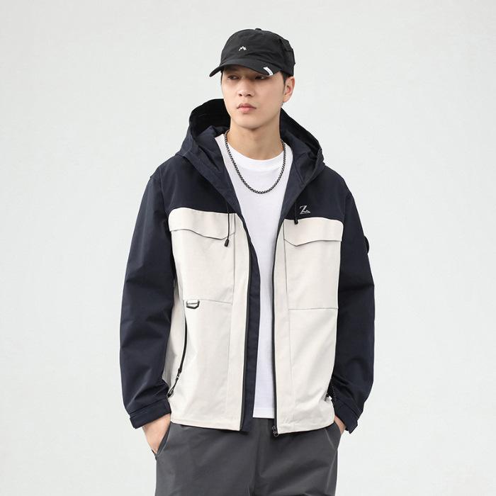 Tri-Proof Jacket Men'S Seasonal Tooling Casual Outdoor Windproof Jacket Loose Men'S Trench Coat