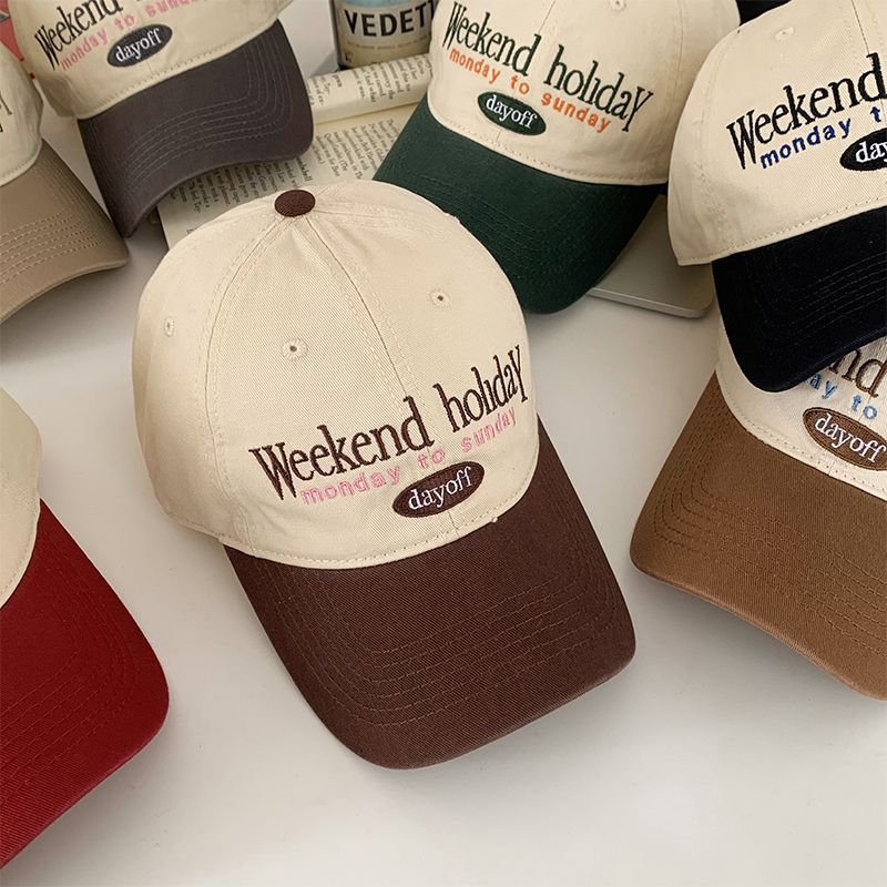 Women's New Big Headed Baseball Hat with Wide Curved Brim Showing Small Soft Top Couple Hat with Versatile Baseball Cap