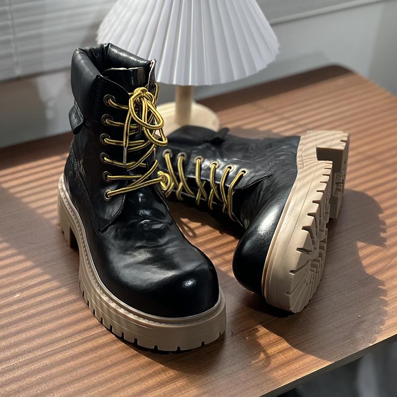 Fashion Thick Soled Men's Boots Trendy Designer Classic Style Work and Daily Office 38-46 Hot Selling Leather Shoes Plus Size Retro
