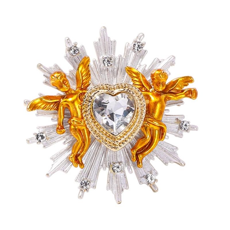 

Cupid s Heart Brooch Pin Adornment for Women Men Crafted in Zinc Alloy with Rhinestones for Elegant Attire 1