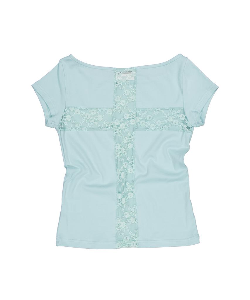 SETUP-EXE Lace Cross T-Shirt / Mint