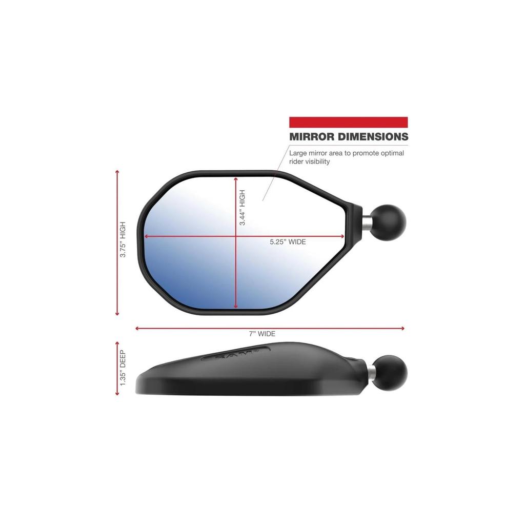 Ram Mounts Tough Mirror Single (Left Side) 1-Inch Ball, RAM-B-465LU