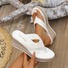 Fashion 2025 New Women Wedge Sandals Fashion Woven Band Flip Flops Thick Sole Beach Sandals Lightweight Comfort Clip Toe Shoes Female
