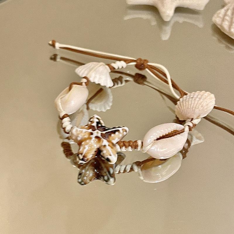 Shell Crystal Pearl Starfish Pendant Bracelet Holiday Style Niche Versatile Bracelet Fashion Advanced Temperament Jewelry