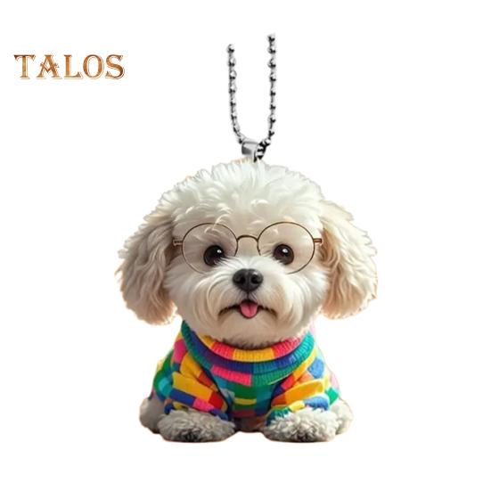 

Милый щенок подвеска зеркало автомобиля подвесное украшение акриловая собака брелок рождественская елка декор рюкзак очарование подарок для женщин девочек Dog